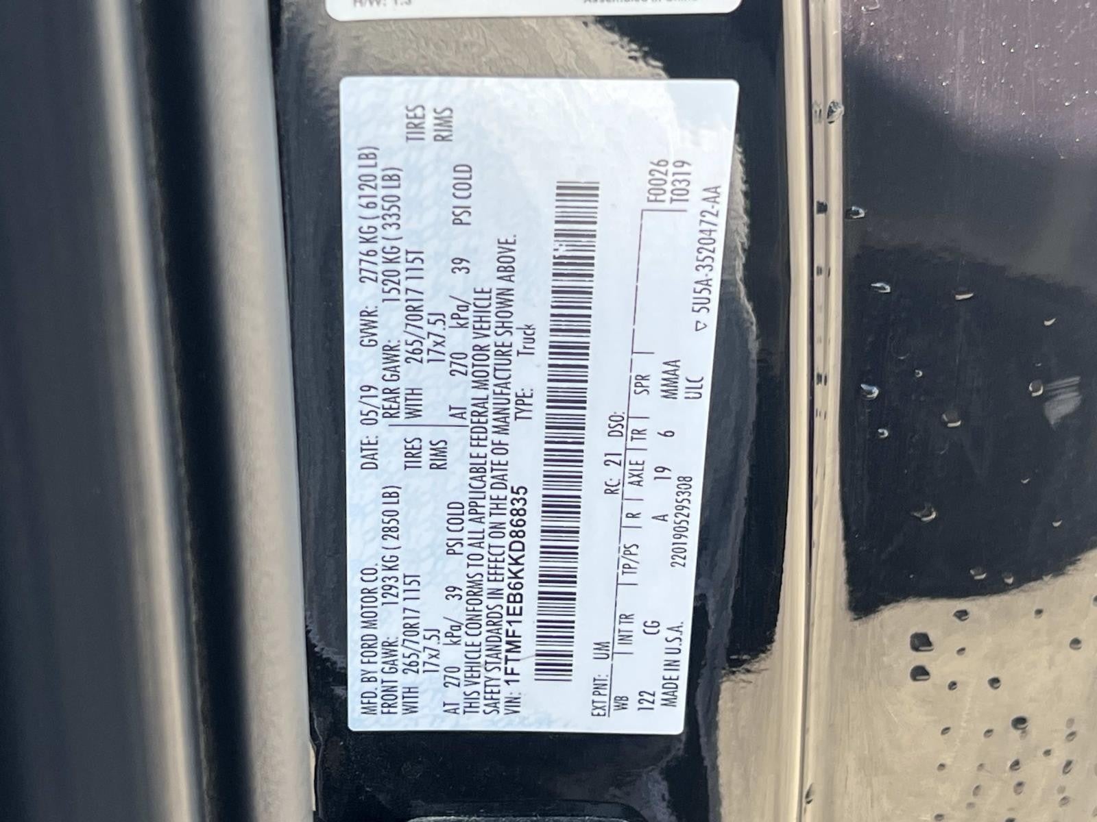 2019 Ford F-150 XL 4WD REG CAB 6.5' BOX