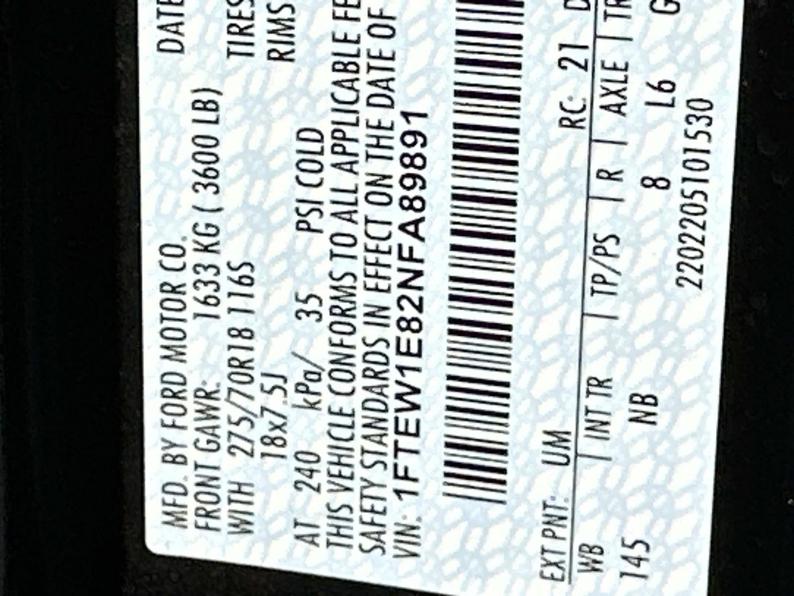 2022 Ford F-150 TREMOR 4WD SUPERCREW 5.5'